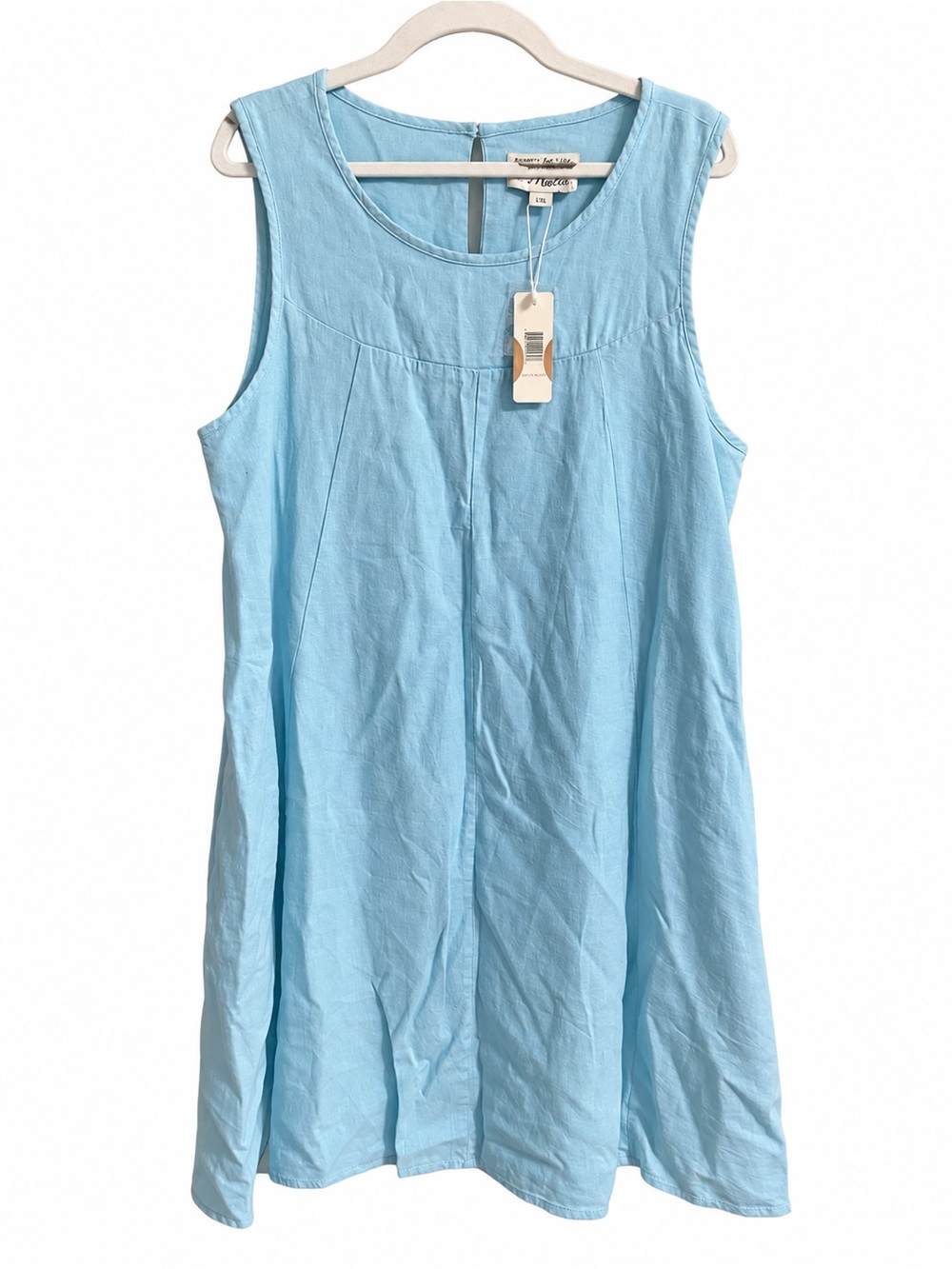 Simply Noelle Blue Linen Blend Sleeveless Dress L/XL NWT